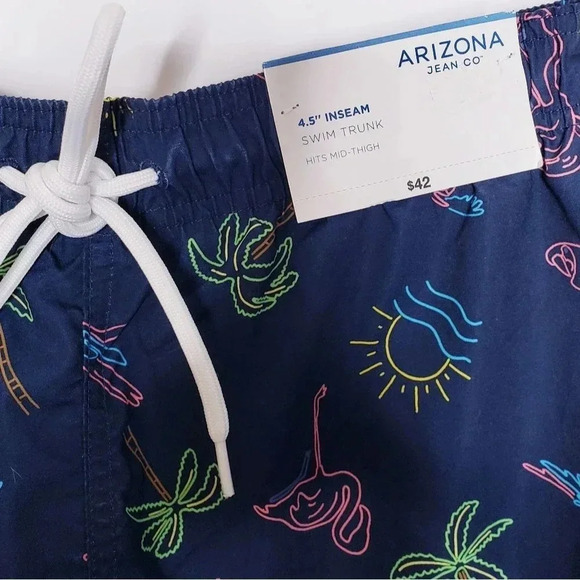 Arizona Jean Co Swim Trunk Flamingo Palm Print XXL - Picture 10 of 11